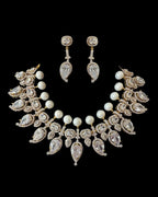 DNS202 Anmol necklace set in zircons and pearls ( READY TO SHIP )