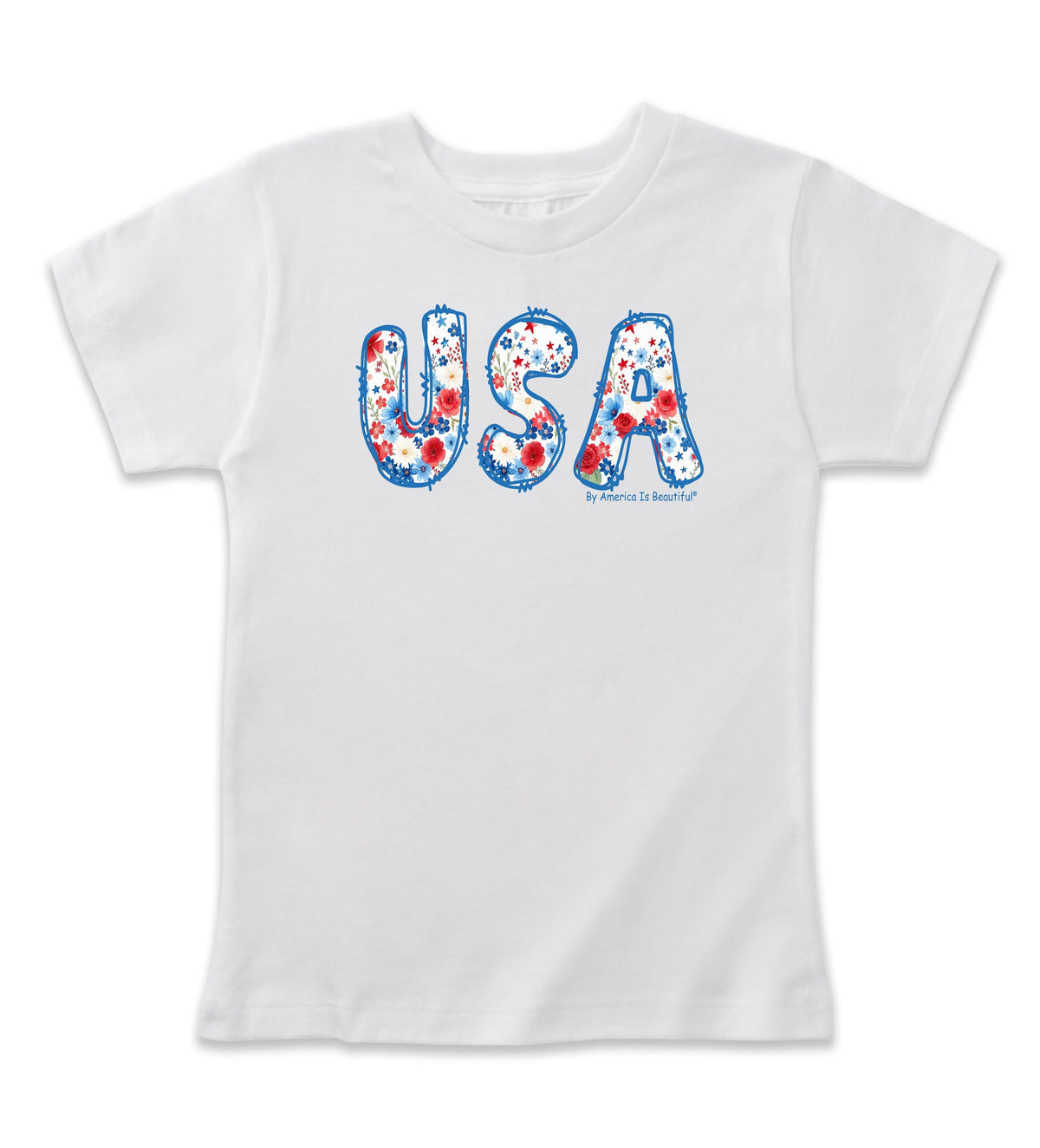 USA Stars & Flowers Girl Toddler Tee from America The Beautiful®