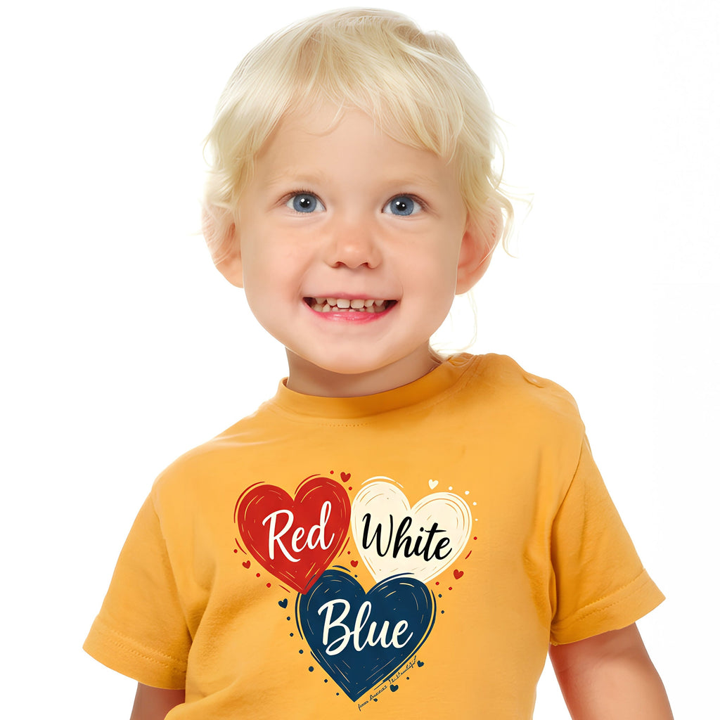 Three Hearts American Fun T-shirt 1.0 in Red White and Blue from America Is Beautiful®