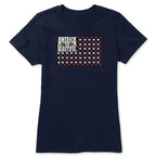 Flag of Hearts American Flag Womens T-shirt - Red And White Art On Blue Shirt