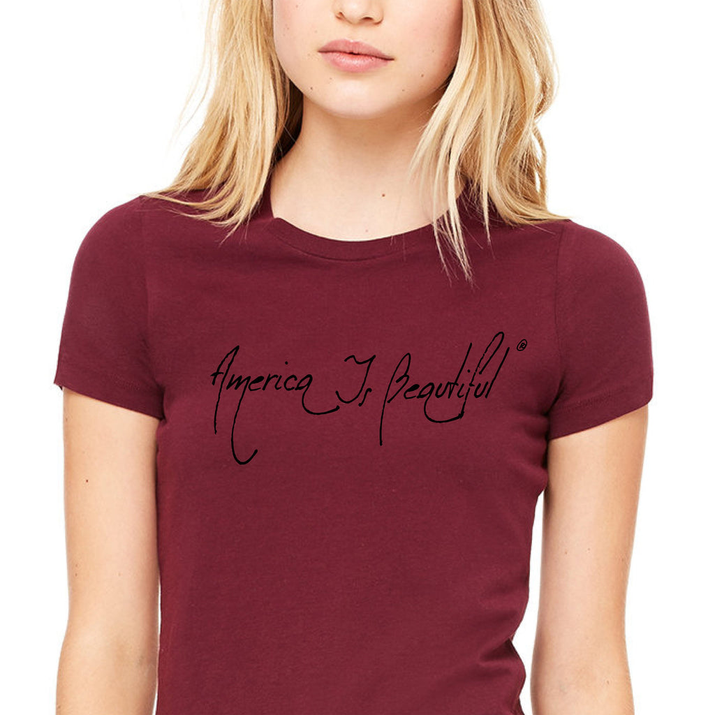 Classy 2.0 America Is Beautiful Womens Short Sleeve Message Tee