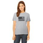 American Flag Weathered Grunge Style on Grey America The Beautiful® Womens Short Sleeve Graphic Tee