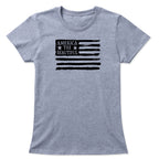 American Flag Weathered Grunge Style on Grey America The Beautiful® Womens Short Sleeve Graphic Tee