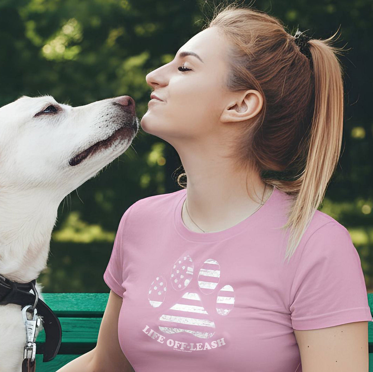 Life Off-Leash Dog Paw Print Message Tee by America The Beautiful®