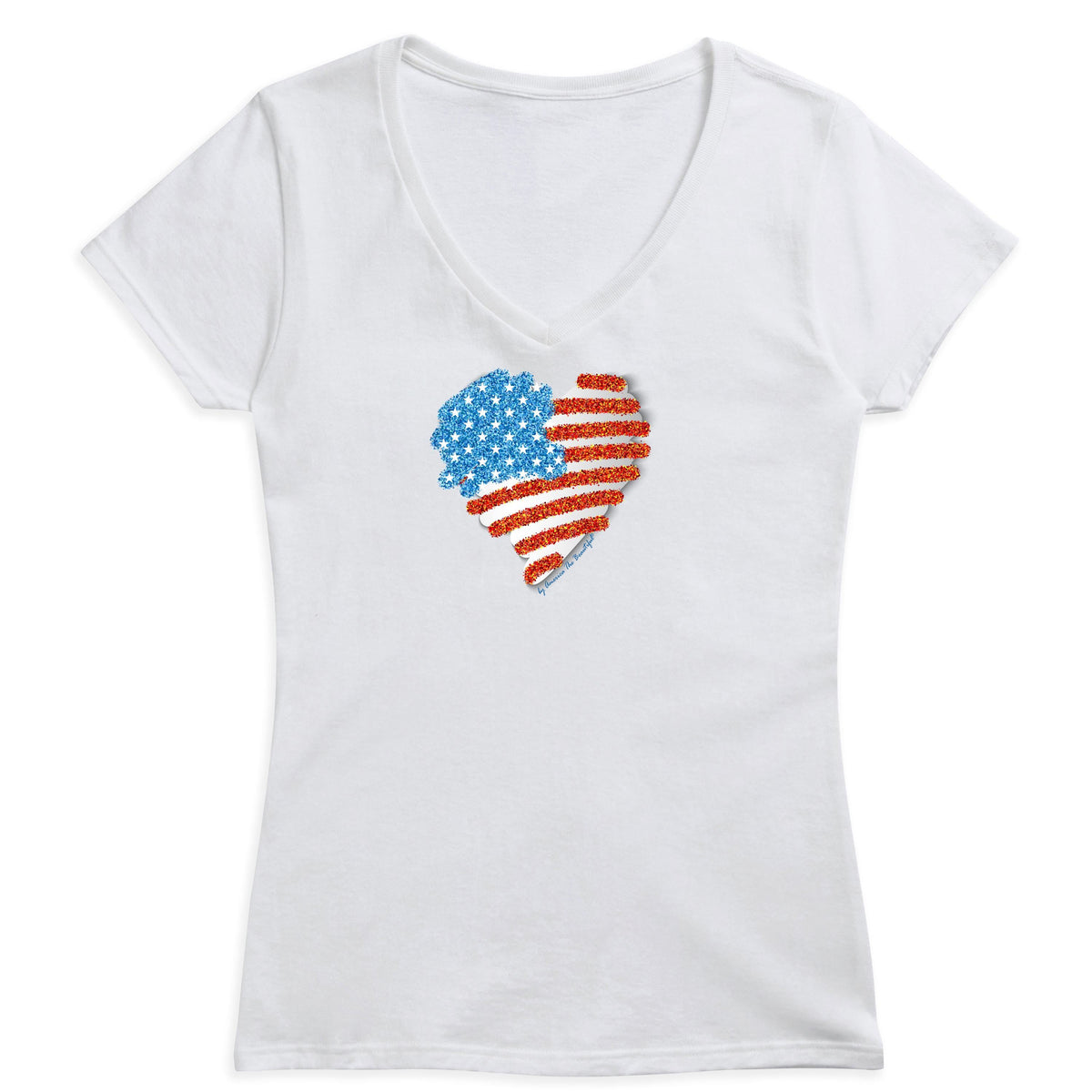 American Flag Heart Graphic Tee 2 from America The Beautiful® - W
