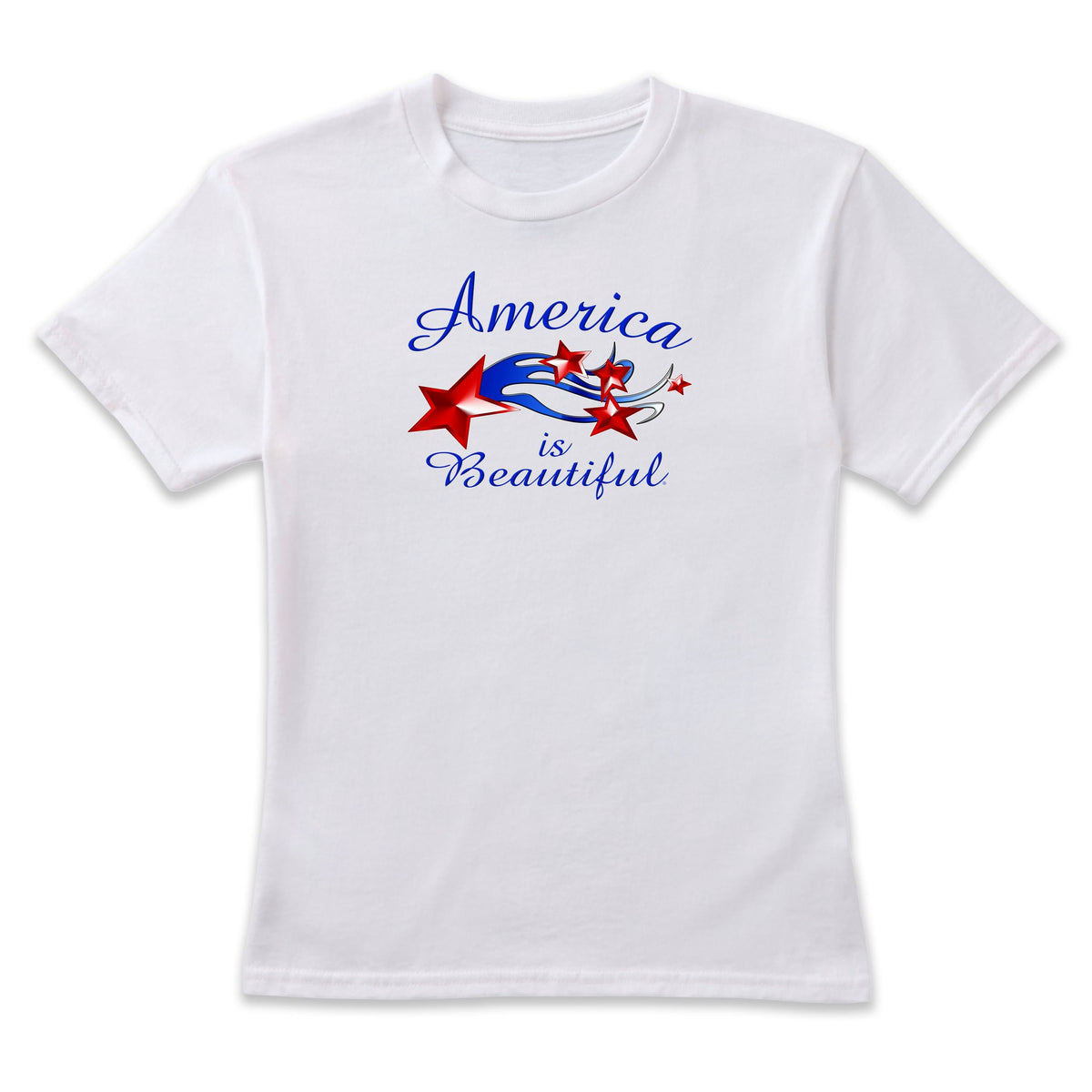 Shooting Stars Girl's Youth Abstract American Flag Graphic Tee by America The Beautiful®