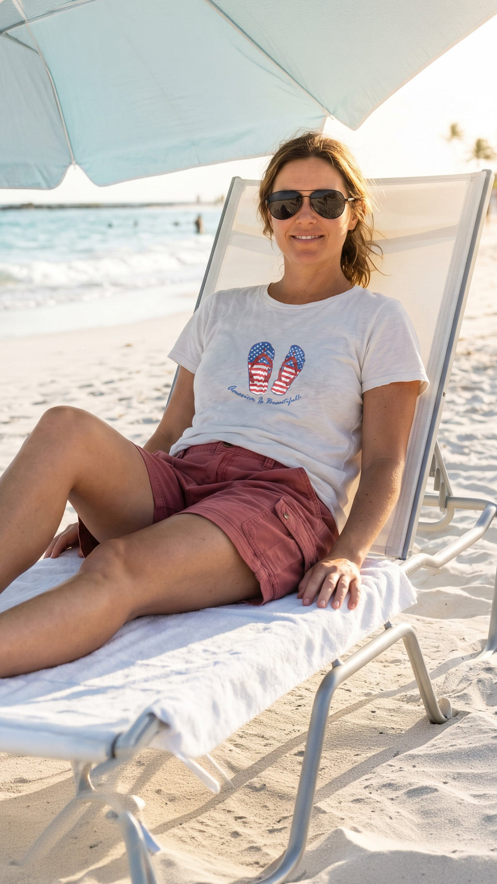 American Flag Flip Flops Graphic T-shirt 1 by America Is Beautiful®