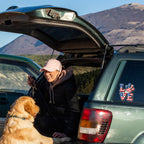 Love Word Square With Dog Paw and American Flag Filled Sticker