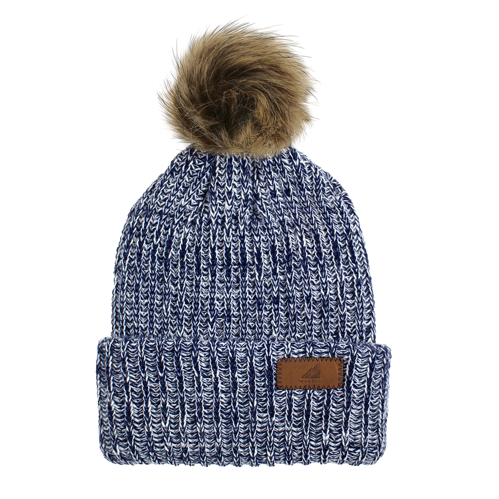 Adult Acrylic Ribbed Cuff with Pom Hat