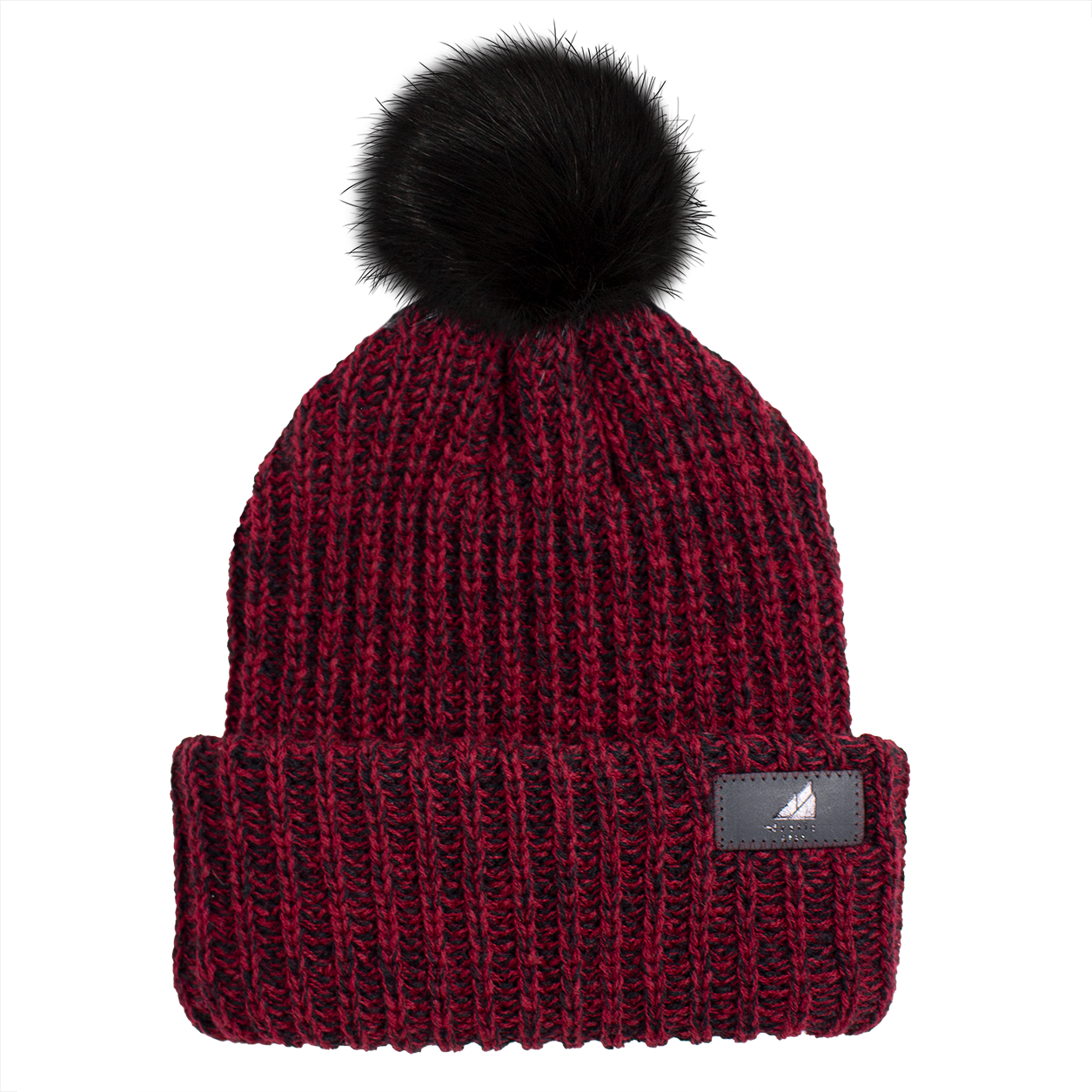 Adult Acrylic Ribbed Cuff with Pom Hat