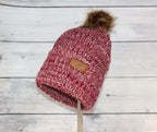 Adult Acrylic Ribbed Cuff with Pom Hat