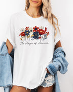 America the Magic of America USA Flag flower Garment Dyed T Shirt