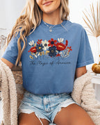 America the Magic of America USA Flag flower Garment Dyed T Shirt