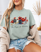 America the Magic of America USA Flag flower Garment Dyed T Shirt