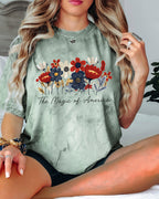 America the Magic of America USA Flag flower Garment Dyed T Shirt