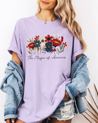America the Magic of America USA Flag flower Garment Dyed T Shirt