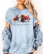 America the Magic of America USA Flag flower Garment Dyed T Shirt