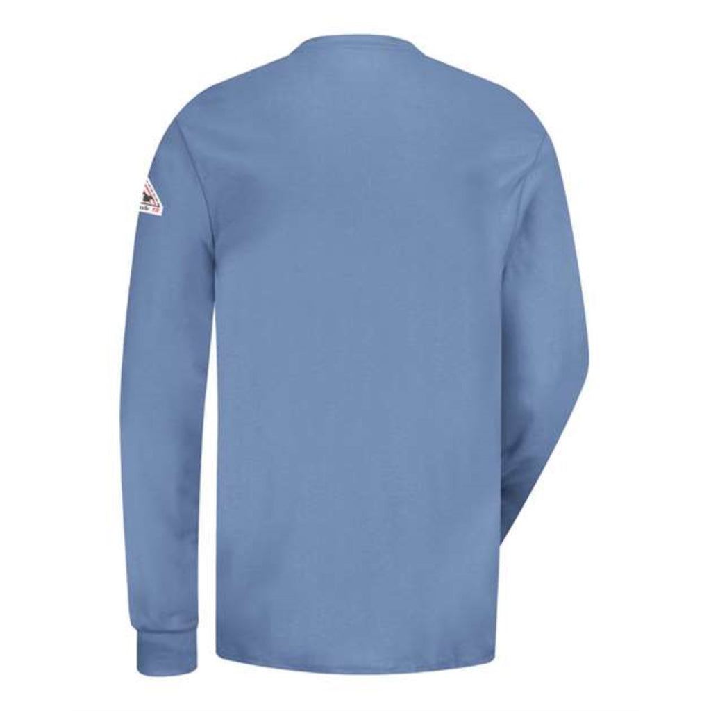 Bulwark Long Sleeve Tagless Henley Shirt - Light Blue, M