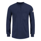 Bulwark Women's Long Sleeve Tagless Henley Shirt - Navy, XL