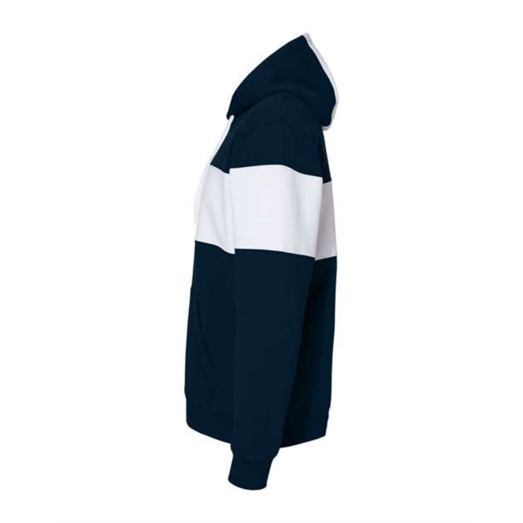J. America Varsity Fleece Colorblocked Hooded Sweatshirt - Navy, S
