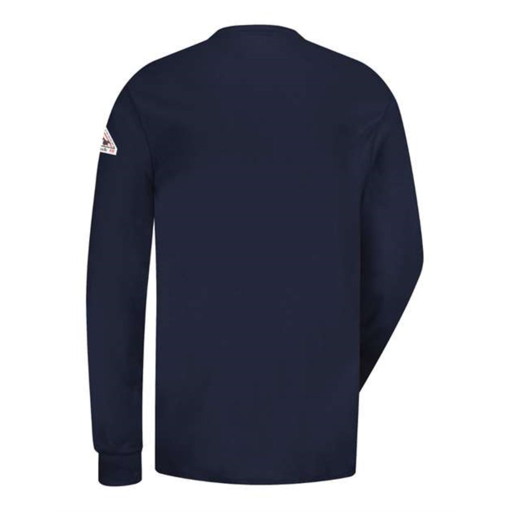 Bulwark Long Sleeve Tagless Henley Shirt - Long Sizes - Navy, LT