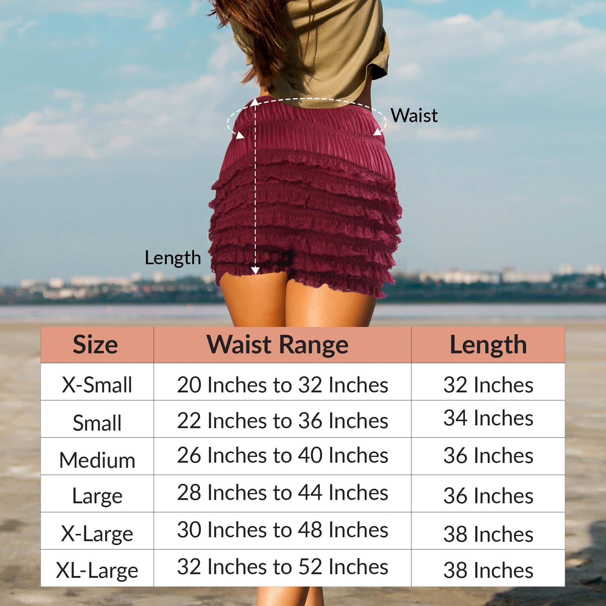 N20 Women's Sexy High Waist Ruffled Petti pants - Wine