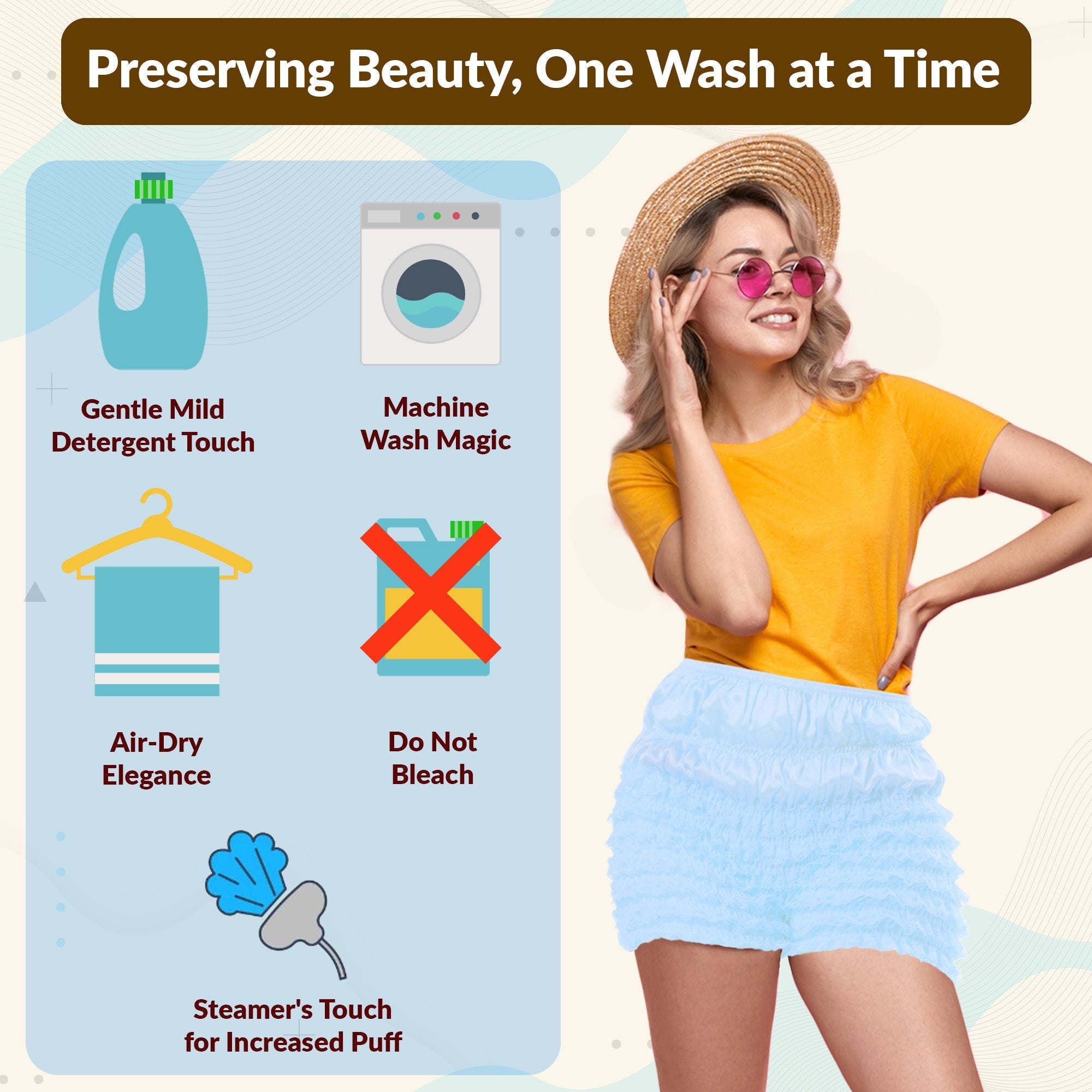 N20 Women's Sexy High Waist Ruffled Petti pants-Light Blue