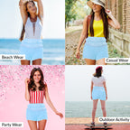 N20 Women's Sexy High Waist Ruffled Petti pants-Light Blue