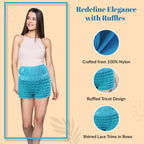 N20 Women's Sexy High Waist Ruffled Petti pants - Turquoise