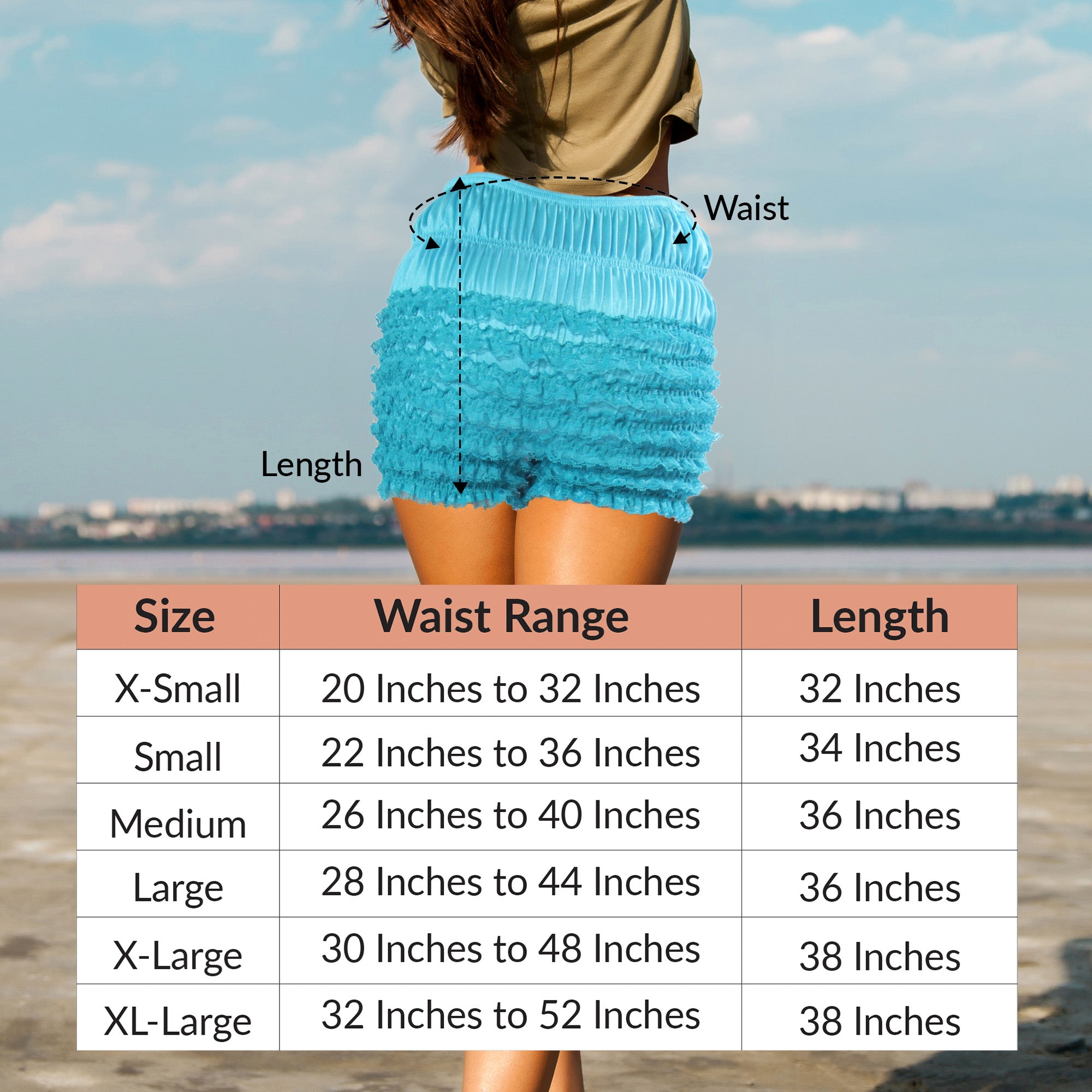 N20 Women's Sexy High Waist Ruffled Petti pants - Turquoise