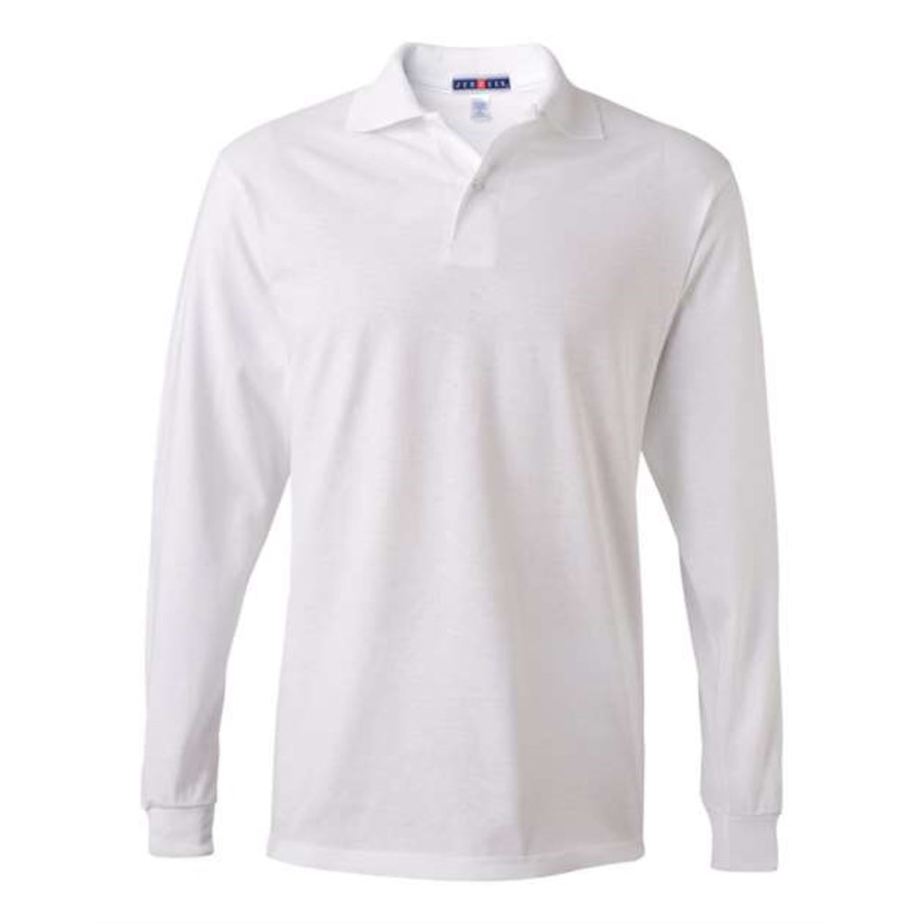 JERZEES SpotShield 50/50 Long Sleeve Sport Shirt - White, L
