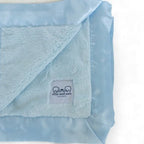 Luxury Duo Satin Border Blanket - Blue/Ivory