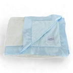 Luxury Duo Satin Border Blanket - Blue/Ivory