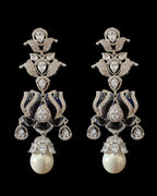 DER810 Lotus Cz earrings -Blue  ( READY TO SHIP )