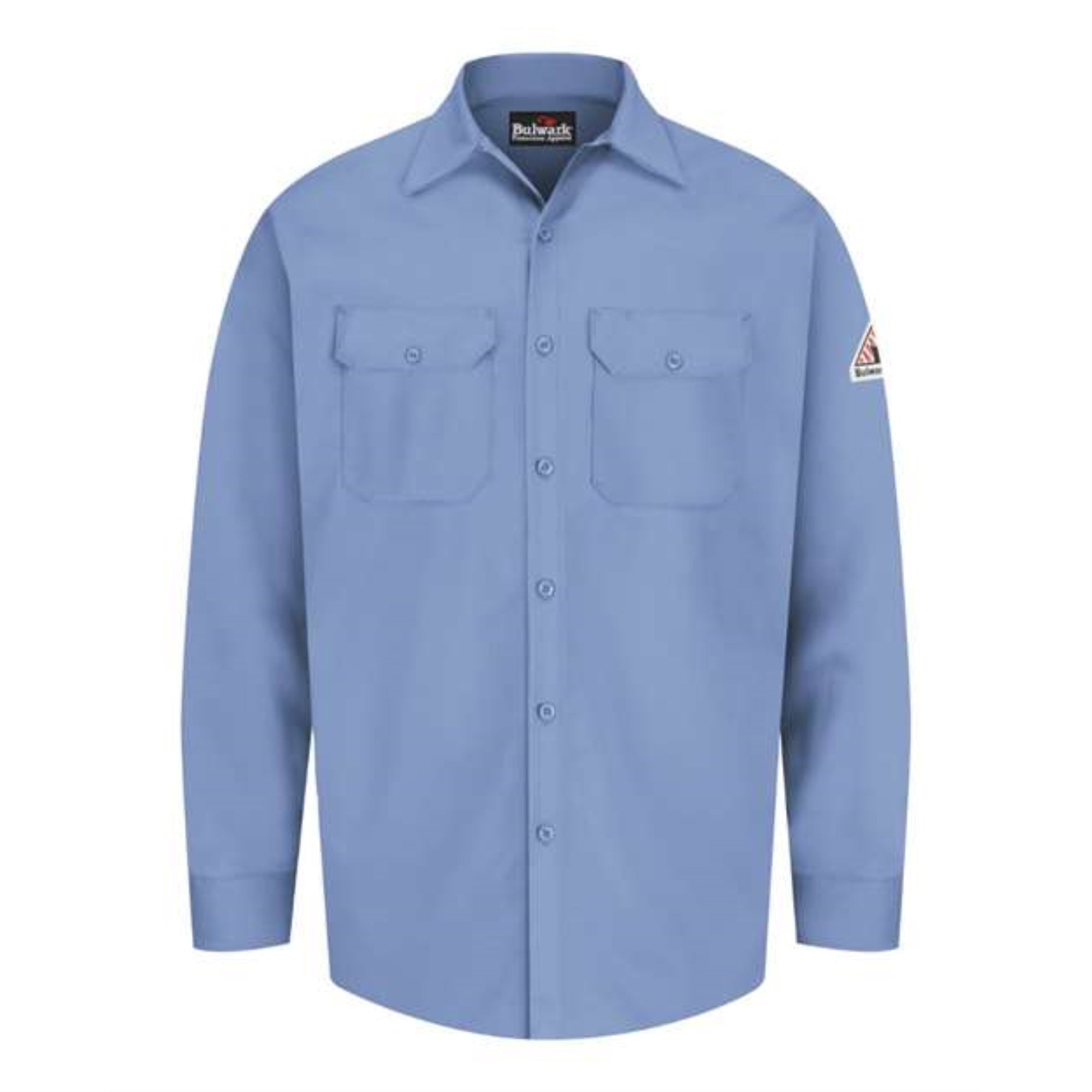 Bulwark Flame Resistant Excel Work Shirt Long Sizes - Light Blue, XLT