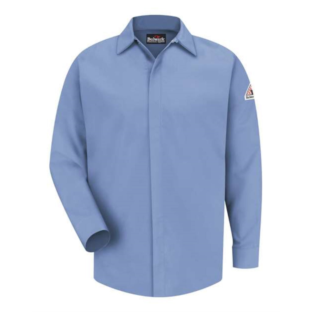 Bulwark Concealed-Gripper Pocketless Work Shirt - Light Blue, S