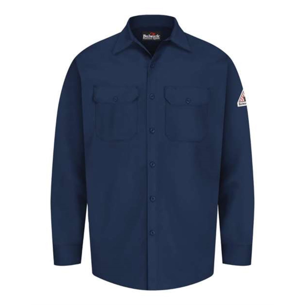 Bulwark Flame Resistant Excel Work Shirt - Navy, M