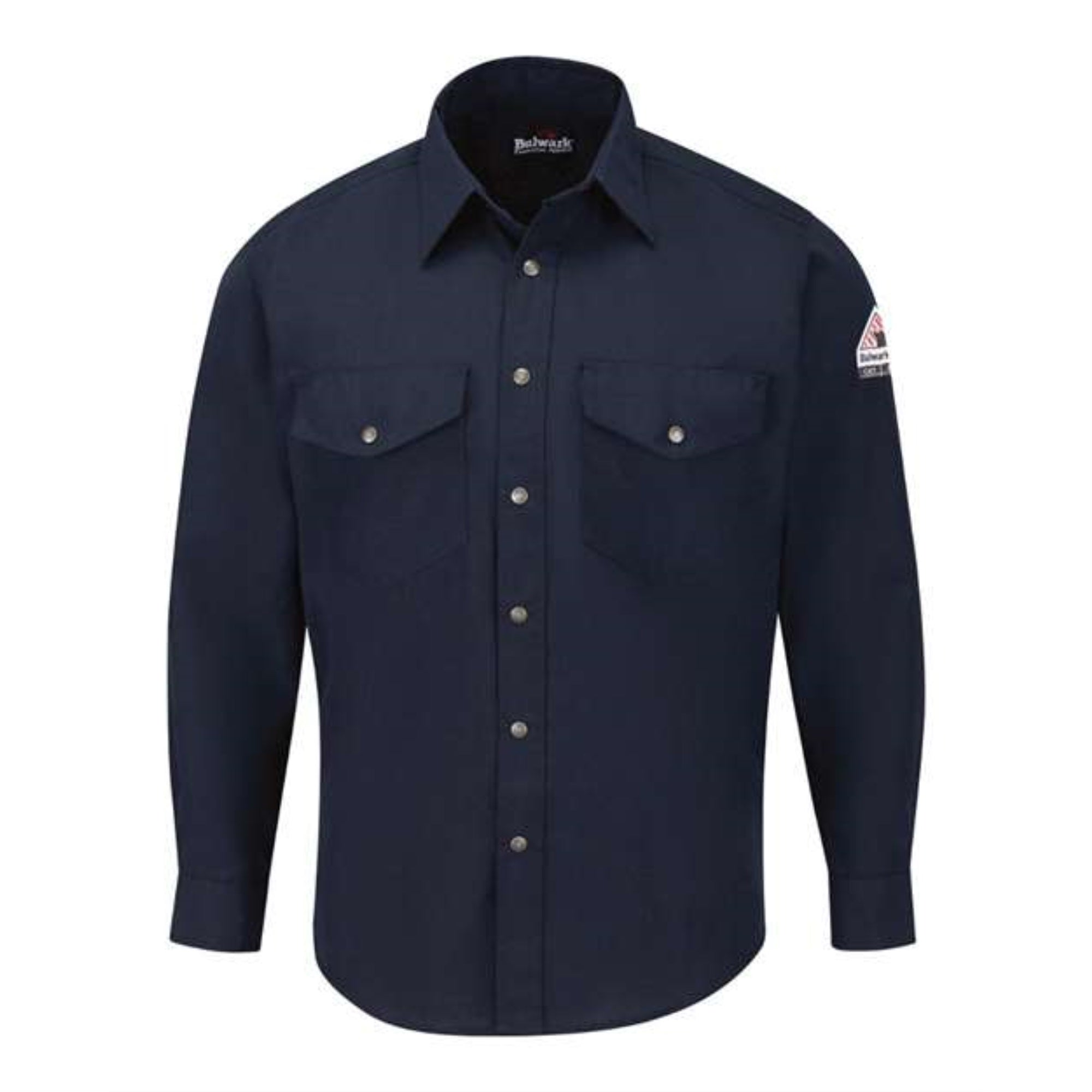 Bulwark Snap-Front Uniform Shirt - Nomex IIIA - 4.5 oz. - Long Sizes - Navy, MT