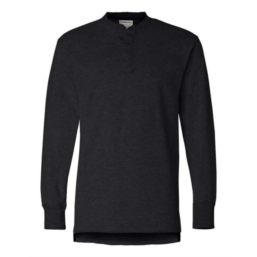 J. America Vintage Brushed Jersey Henley - Black, XS