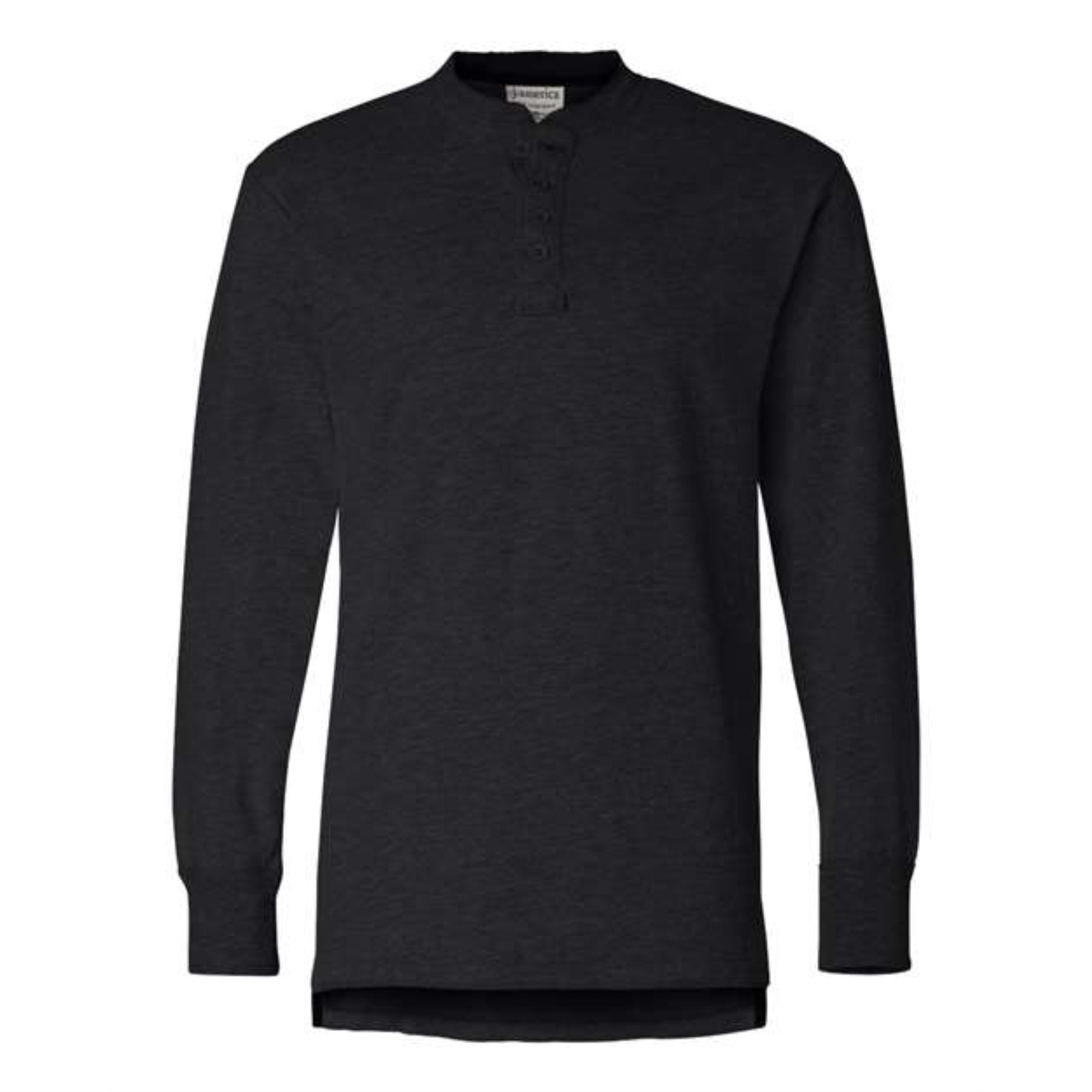J. America Vintage Brushed Jersey Henley - Black, XS