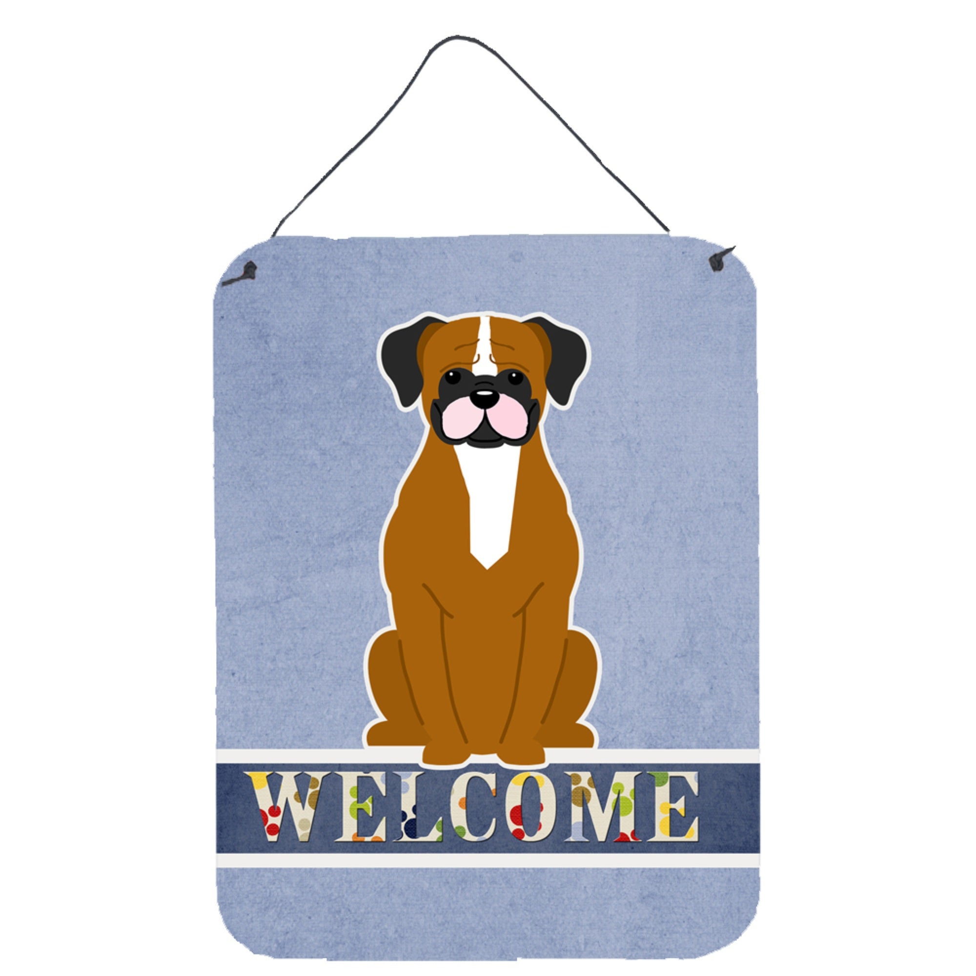 Caroline's Treasures Flashy Fawn Boxer Welcome Metal Print, 16 x 12, Multicolor