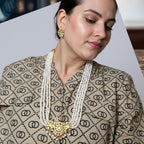 DLN1131 Moissanite Polki  Rani haar with pearls ( READY TO SHIP )
