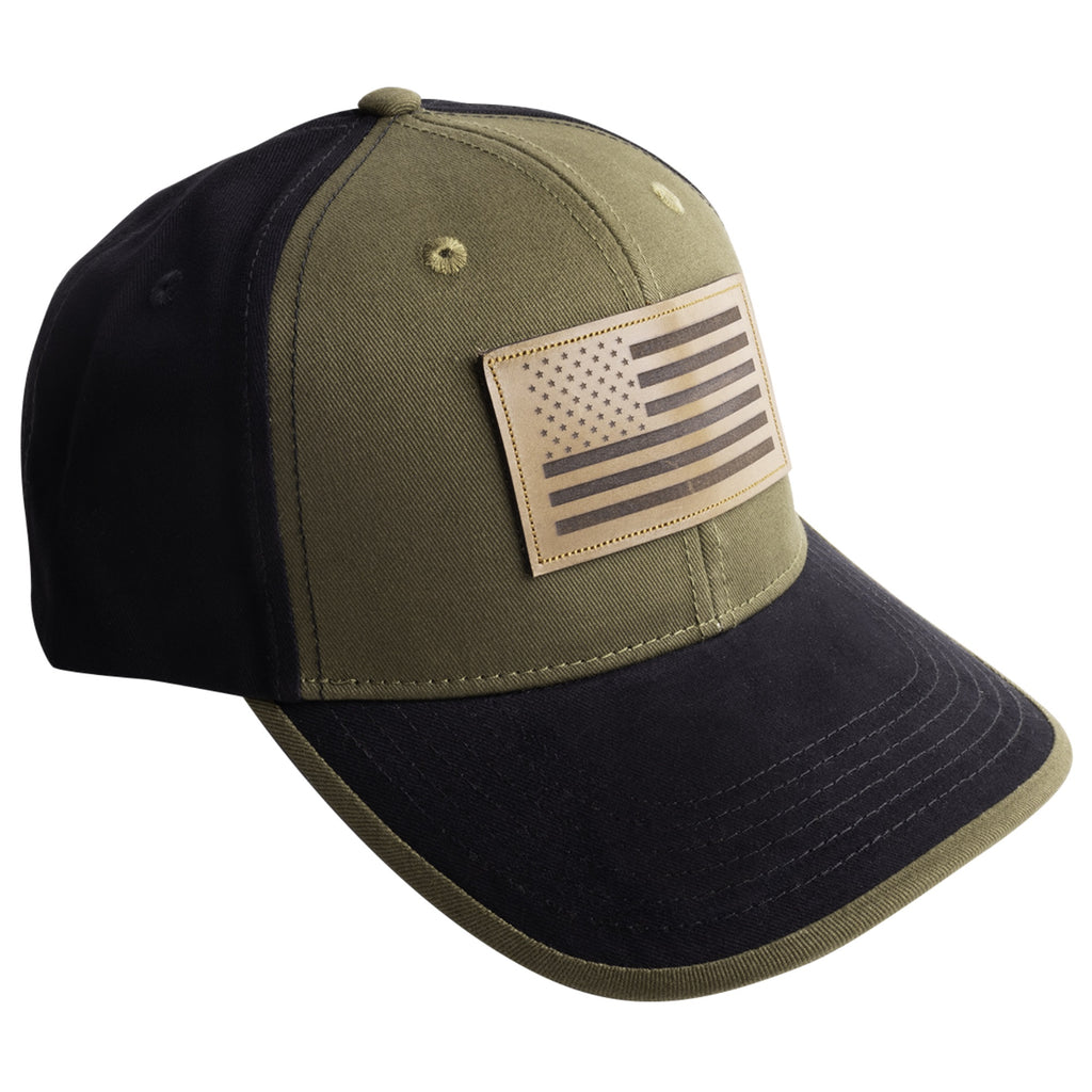 American Flag Patch Cap Blk&Olive Green