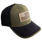 American Flag Patch Cap Blk&Olive Green