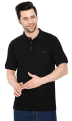 Men's Short Sleeve Polo Shirt — Pique Knit Cotton Blend with Chest Pocket