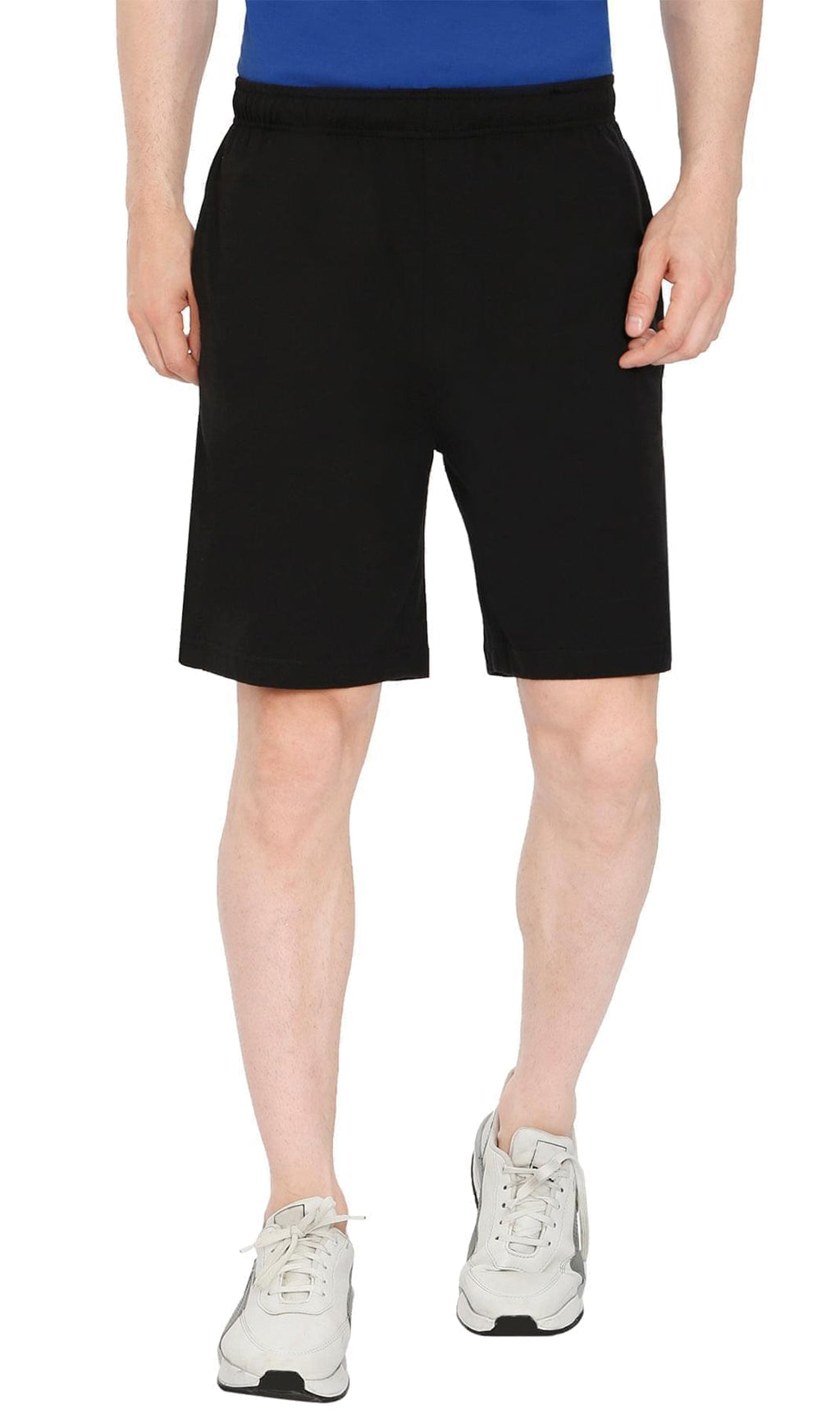Men's 100% Cotton Knit Shorts — Elastic Waist with Inner Drawstring