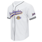 Pro Standard LA Lakers Script Tail Mesh Button Down Shirt - White/Black