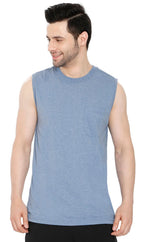 Men's Heavyweight Sleeveless Crew Neck T-Shirt with Chest Pocket