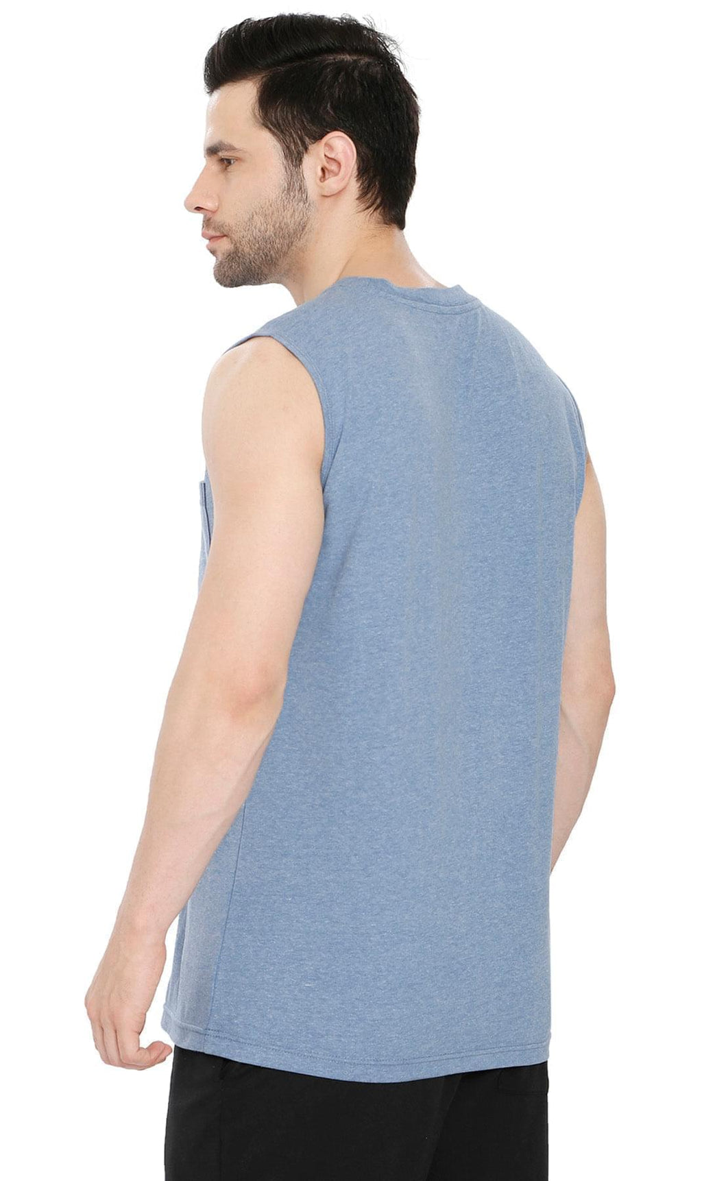 Men's Heavyweight Sleeveless Crew Neck T-Shirt with Chest Pocket