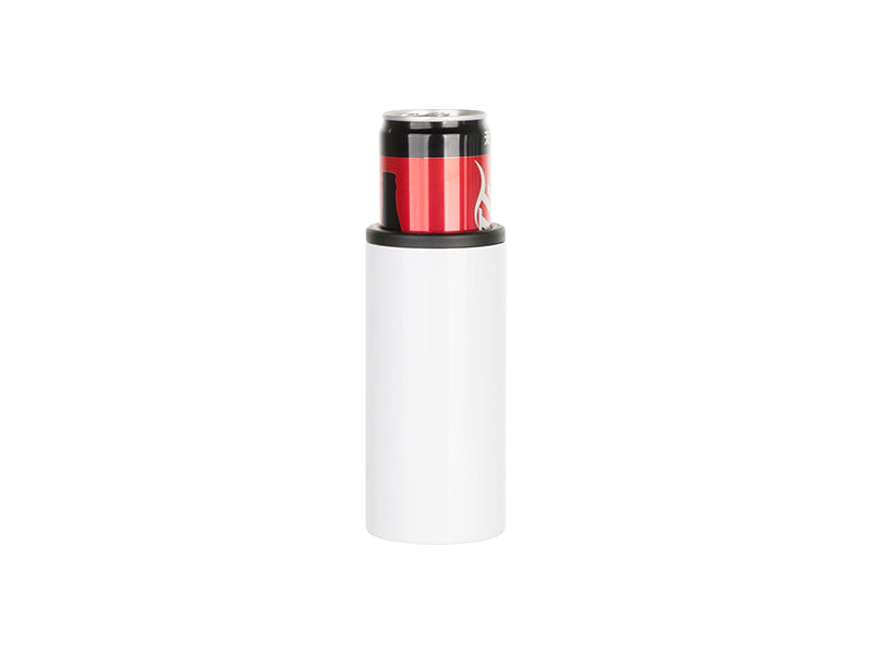 15oz Blank Sublimation Can Cooler With 2 screw on Lids Straight White Tumbler Stainless Double Insulated